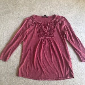 Burgundy Lucky Brand 3/4 Sleeve Top